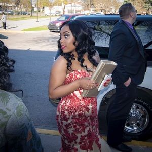 Gold and red prom dress!